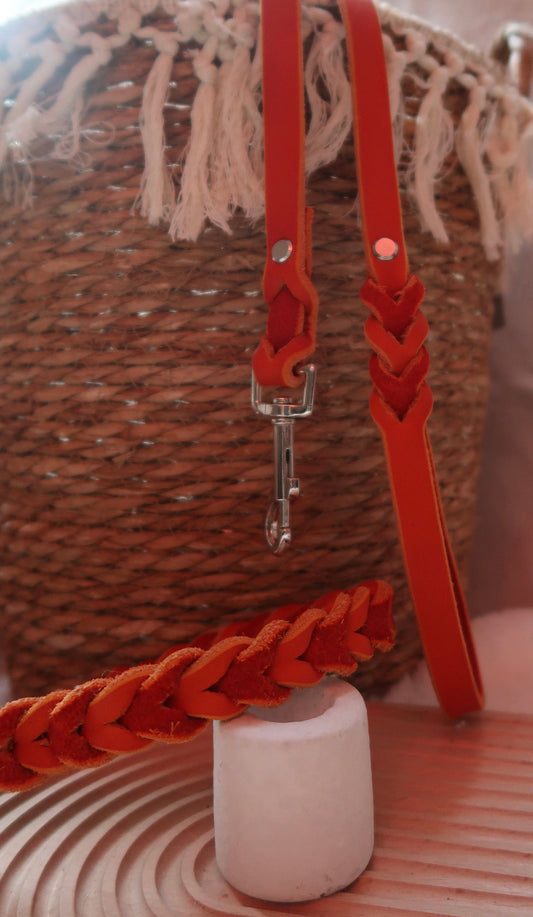 Fettleder Halsband orange