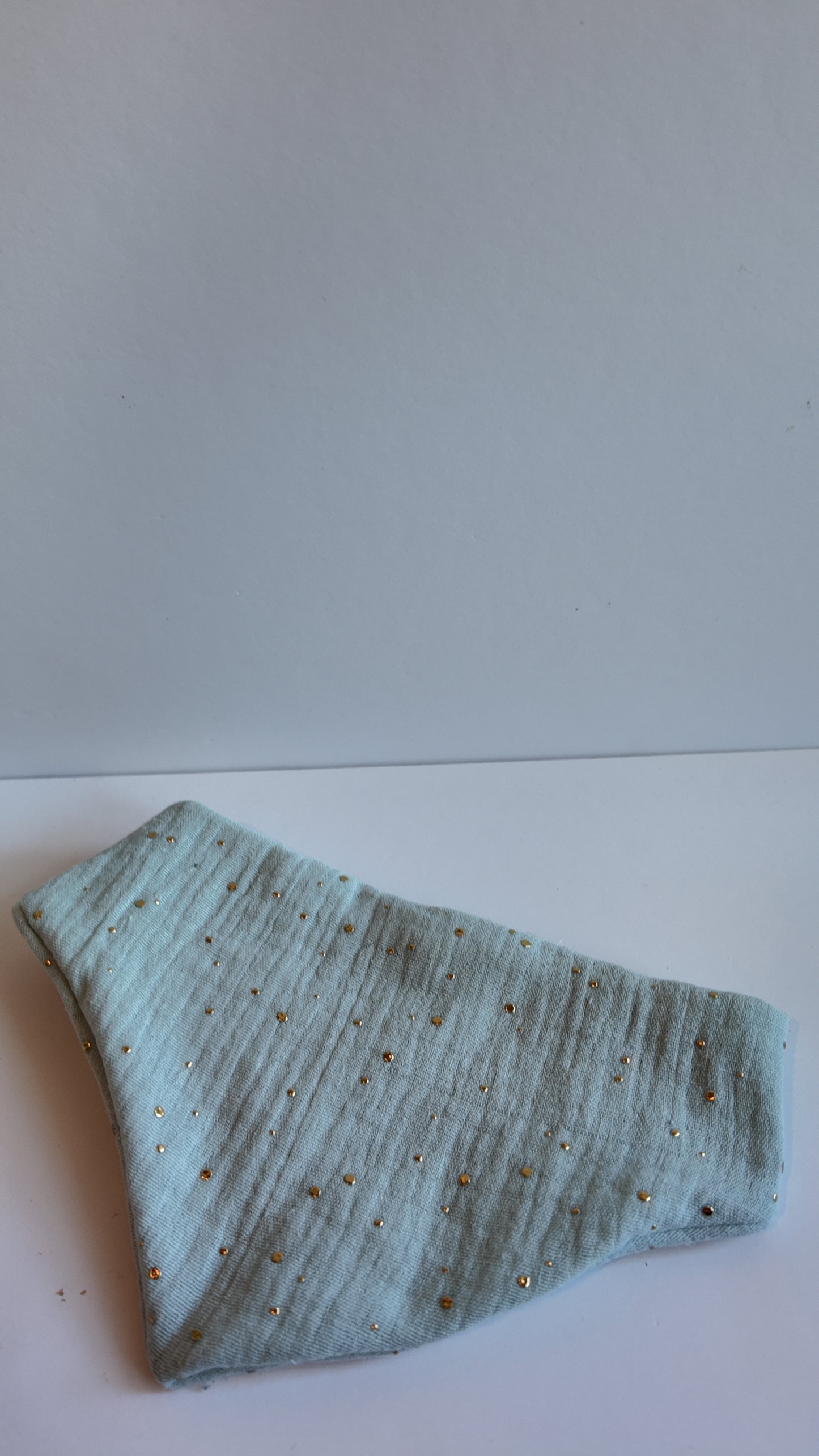 Musselin Halstuch TÜRKIS GOLDEN DOTS