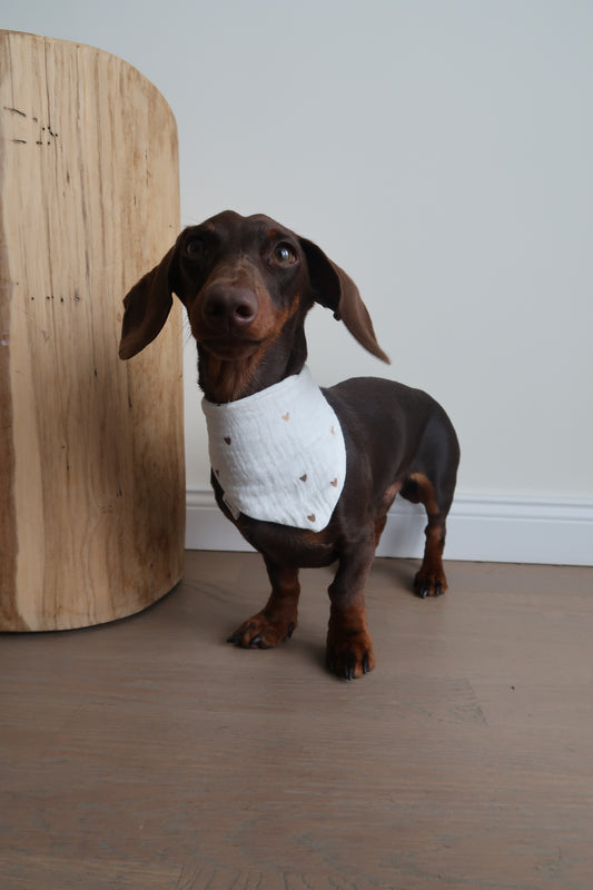 Musselin Halstuch BEIGE HEARTS