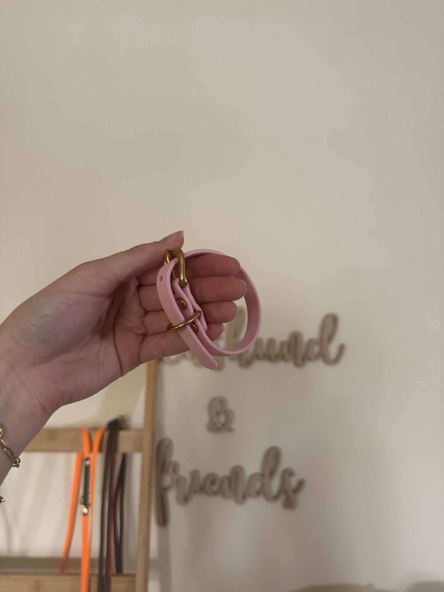 Basic BioThane Halsband Pastell rosa 18-20cm