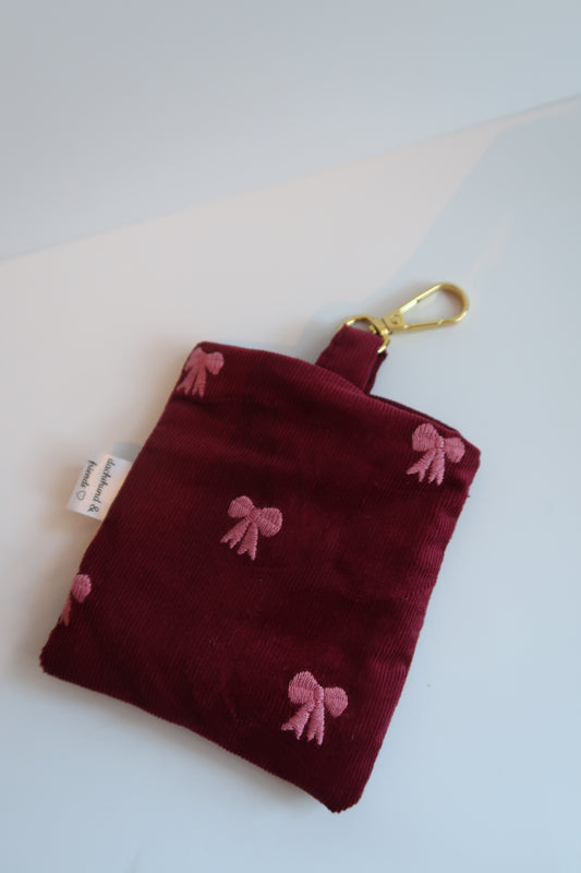 Leckerlibeutel Babycord bordeaux Schleifen