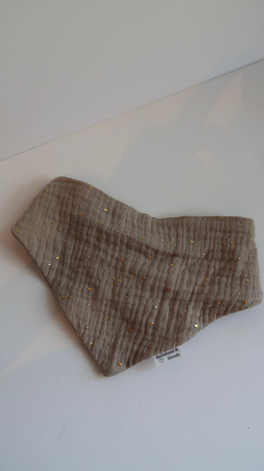 Musselin Halstuch TAUPE GOLDEN DOTS