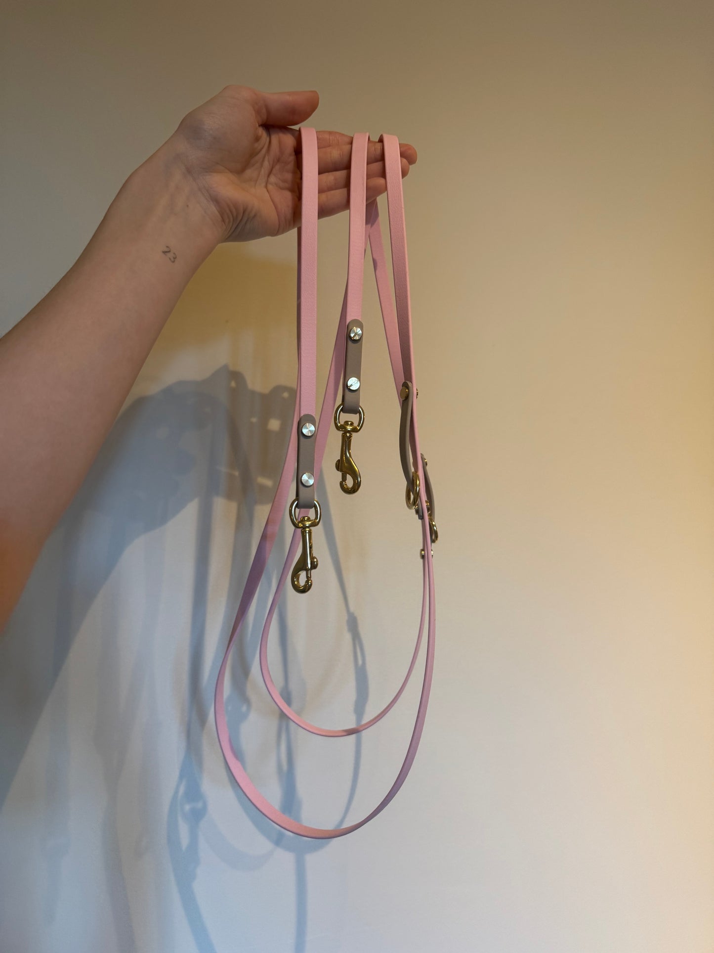BioThane Crossbody Leine 9mm pastell rosa/taupe