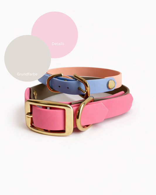 WANNA DO - BioThane Halsband taupe / pastell rosa