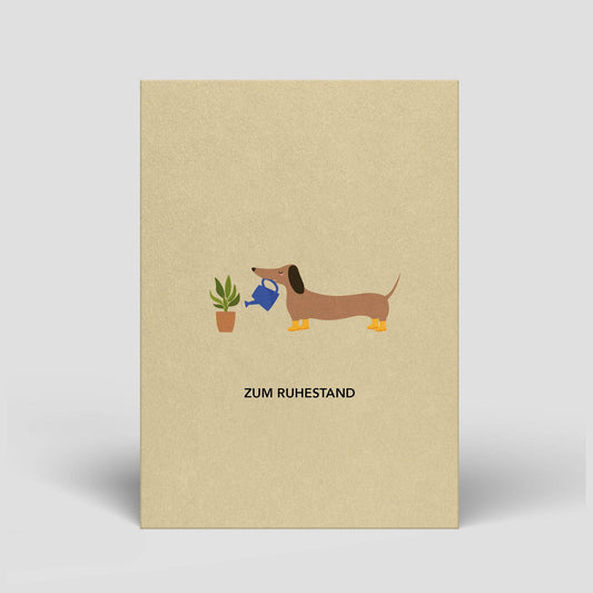 Postkarte - Dackel zur Rente - Naturbedacht