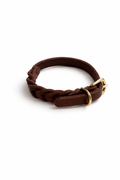 Fettleder Halsband halb geflochten