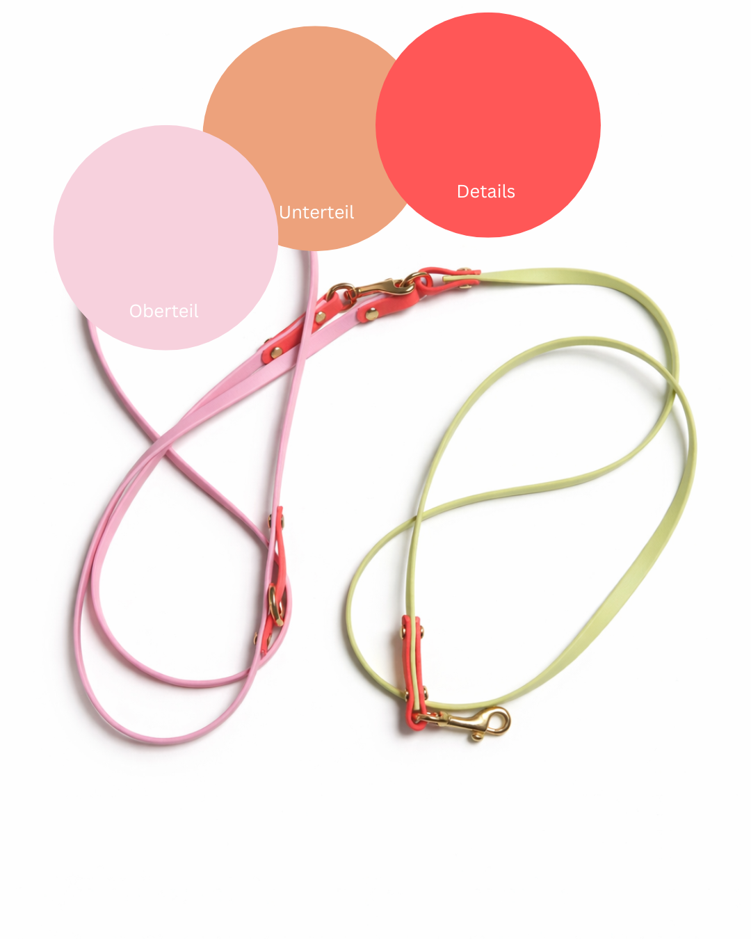 WANNA DO - TrioLine BioThane Crossbody Leine - pastell rosa/peach/koralle