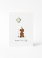 Postkarte - Happy Birthday "Kurzhaar Dackel"