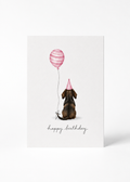 Postkarte - Happy Birthday "Rauhaar Dackel"