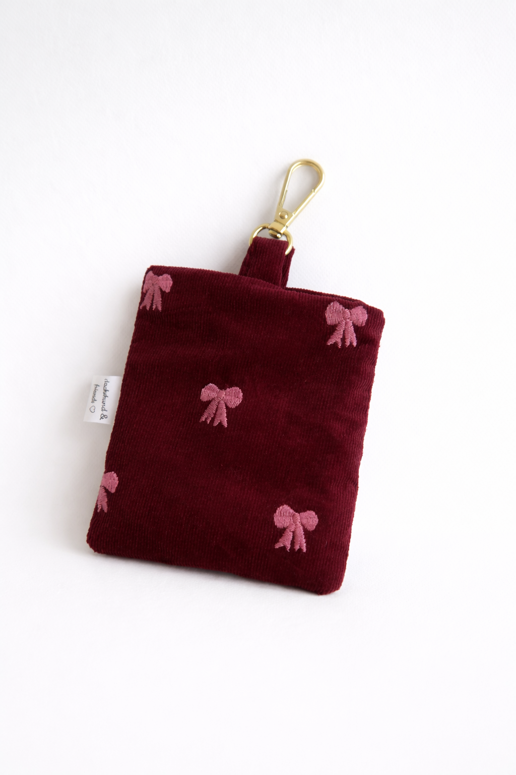 Leckerlibeutel Babycord bordeaux Schleifen