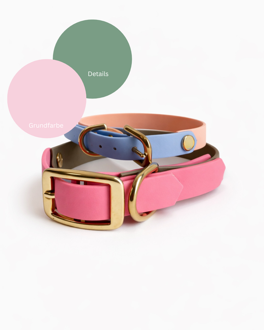 WANNA DO - BioThane Halsband Pastell rosa / salbei