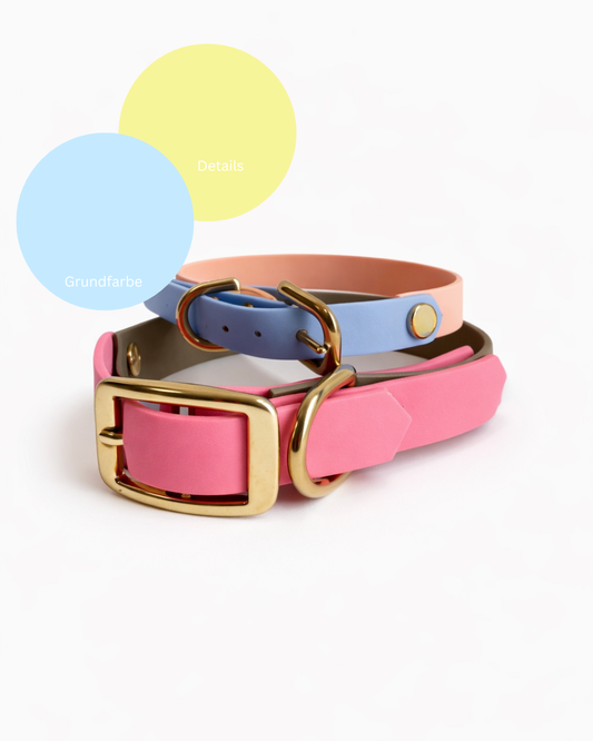 WANNA DO - BioThane Halsband Himmelblau / pastell gelb